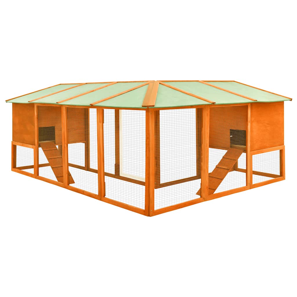 Utebur med inhägnad brun massivt granträ