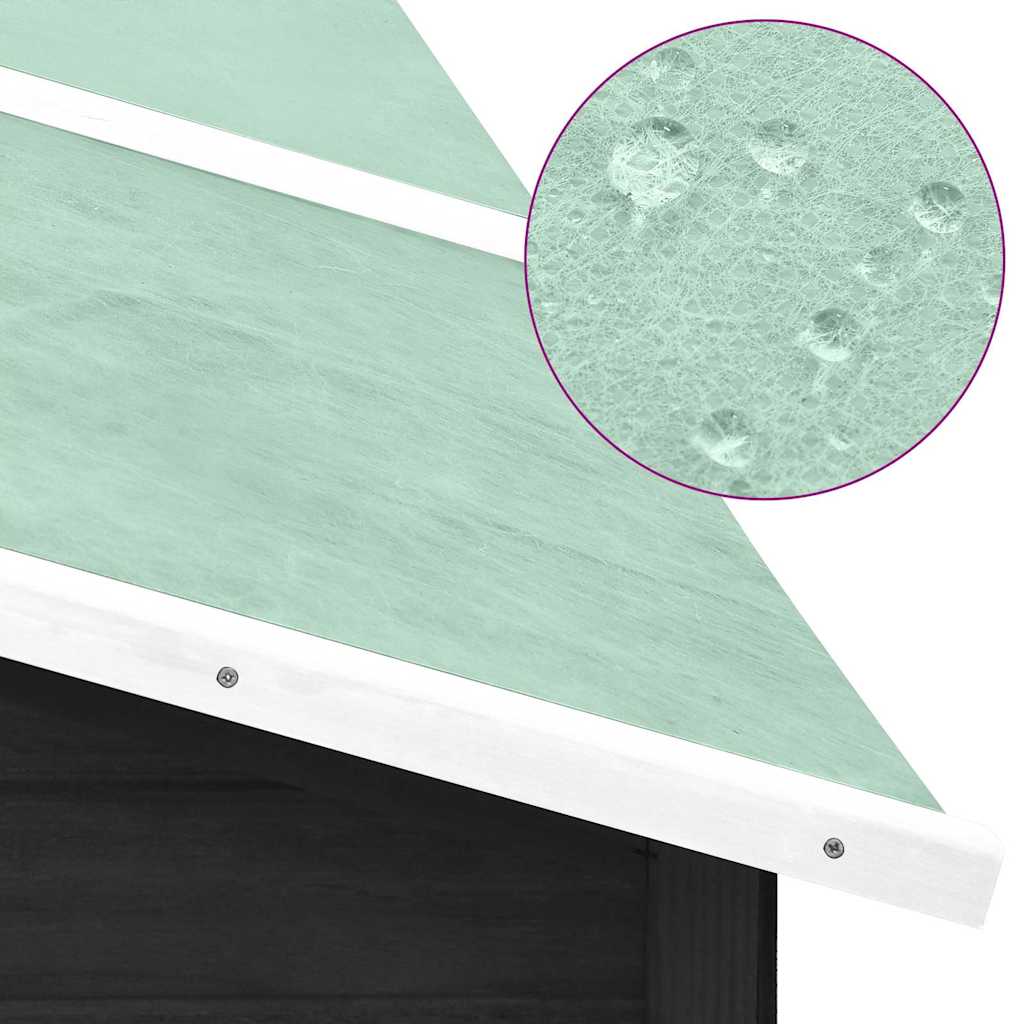 Utebur med inhägnad grå och vit massivt granträ