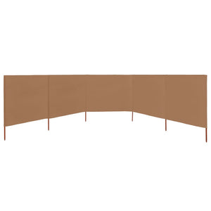Vindskydd 5 paneler tyg 600x160 cm taupe