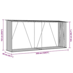 Vedskjul i galvaniserat stål 330x84x152 cm grön