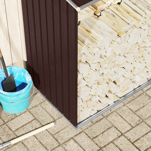 Vedskjul i galvaniserat stål 330x84x152 cm brun