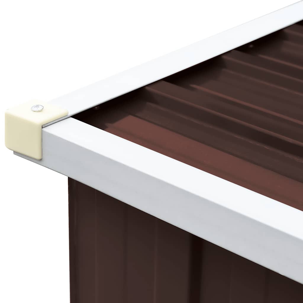 Vedskjul i galvaniserat stål 330x84x152 cm brun