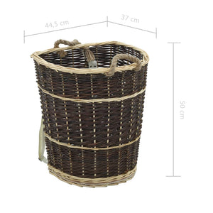 Vedkorg med bärremmar 44,5x37x50 cm naturlig pil