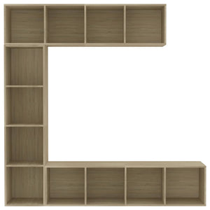 Bokhylla/TV-bänk 3 delar set sonoma-ek 180x30x180 cm