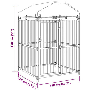 Hundgård för utomhusbruk med tak 120x120x150 cm