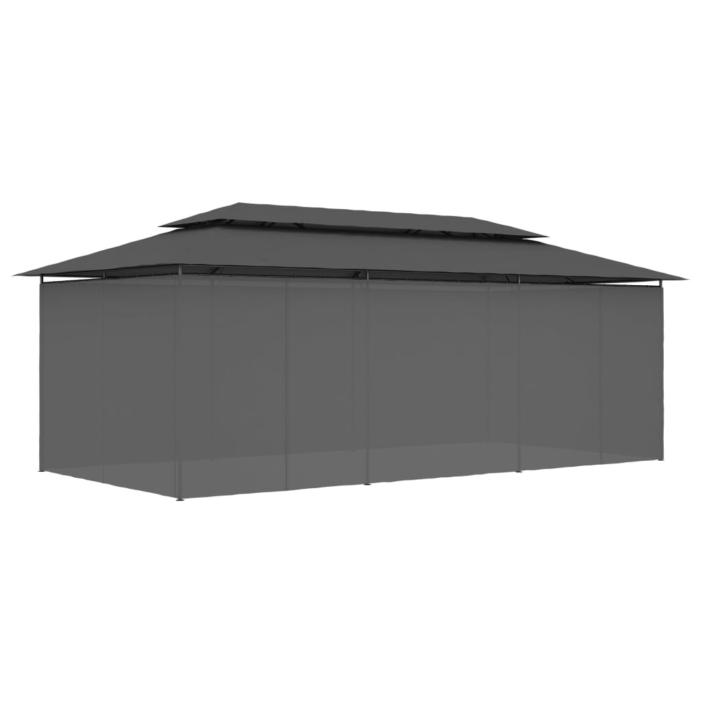 Paviljong med draperier 600x298x270 cm antracit