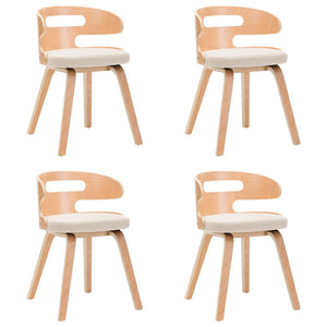 Matstolar 4 st gräddvit böjträ och konstläder