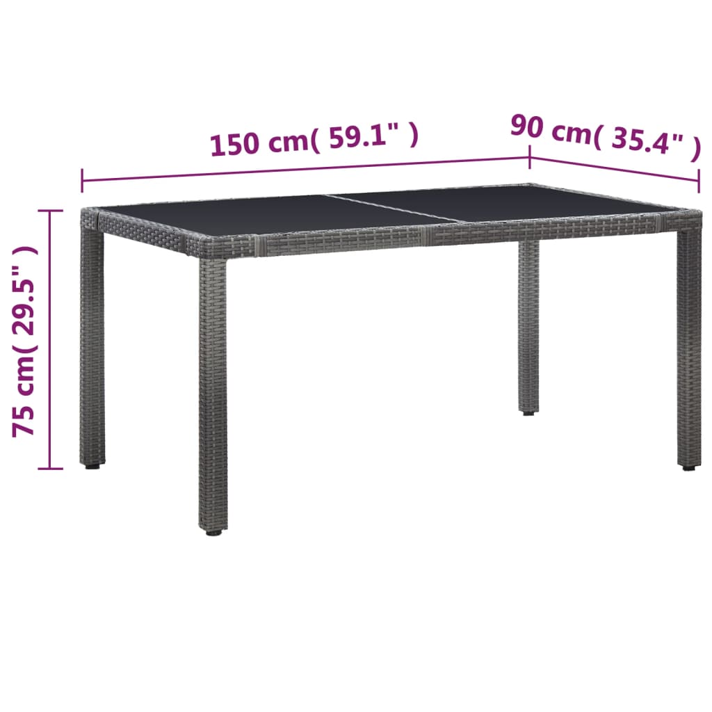 Matgrupp för trädgården 7 delar konstrotting grå