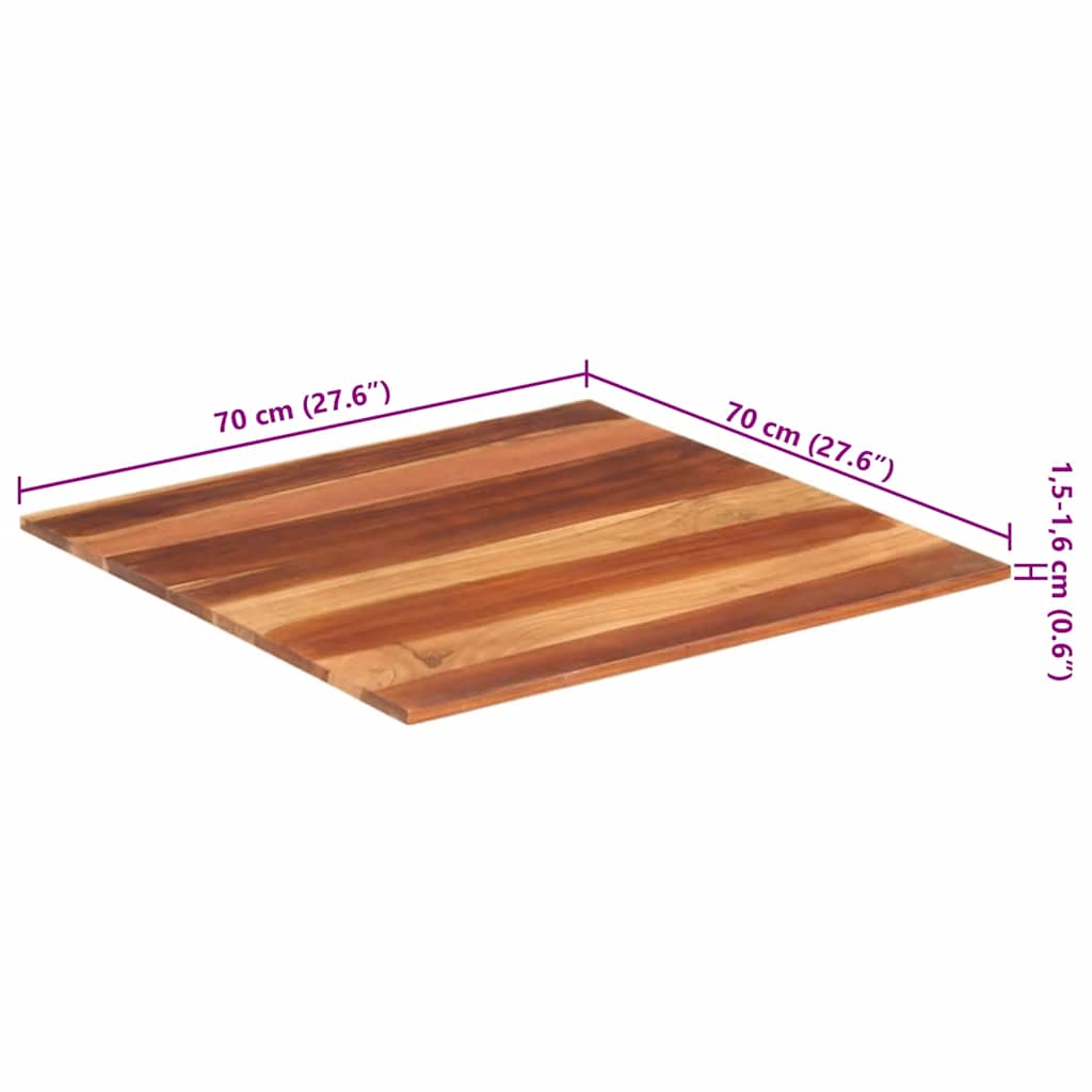Bordsskiva massivt akaciaträ 15-16 mm 70x70 cm