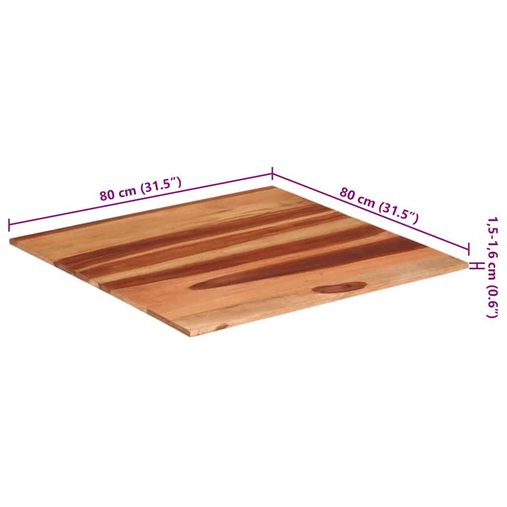 Bordsskiva massivt akaciaträ 15-16 mm 80x80 cm