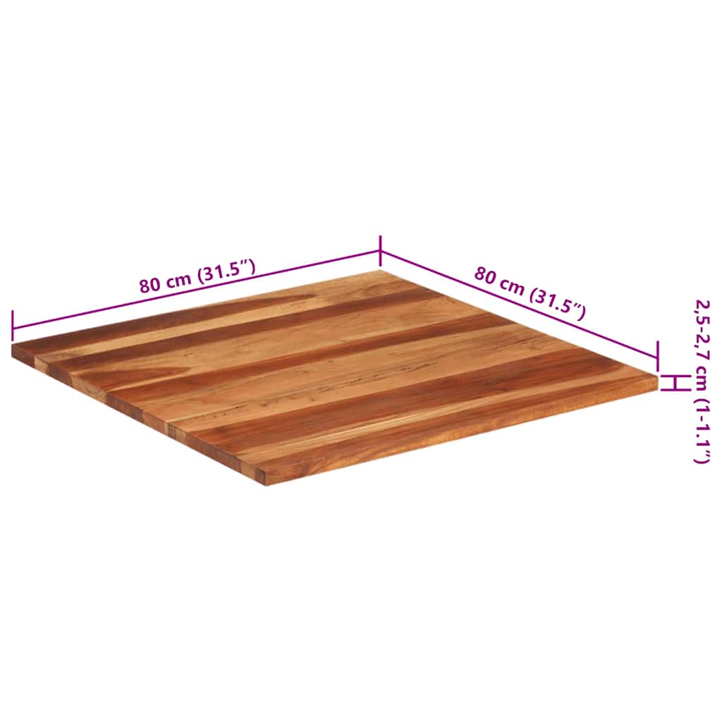 Bordsskiva massivt akaciaträ 25-27 mm 80x80 cm