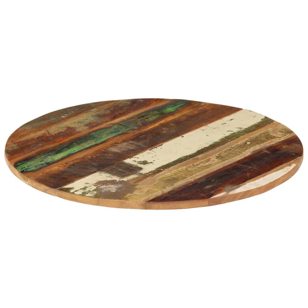 Rund bordsskiva 60 cm 15-16 mm massivt återvunnet trä