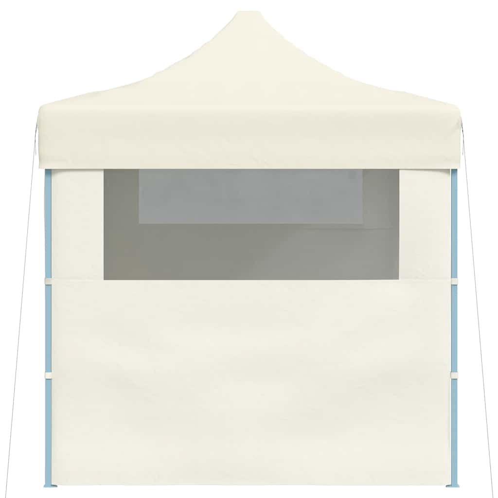 Hopfällbart partytält med 3 sidoväggar 3x4 m stål gräddvit