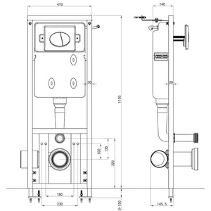 Dold hög cistern 11 L 41x14x(110-125) cm