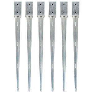 Jordspett 6 st silver 7x7x90 cm galvaniserat stål