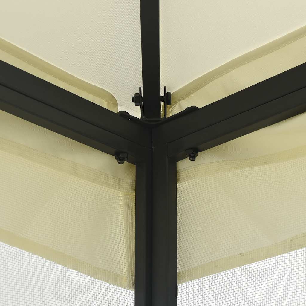 Paviljong med nät 300x300x265 cm gräddvit