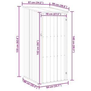 Trädgårdsskjul brun 87x98x159 cm galvaniserat stål