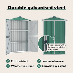 Trädgårdsskjul grön 116x45x175 cm galvaniserat stål