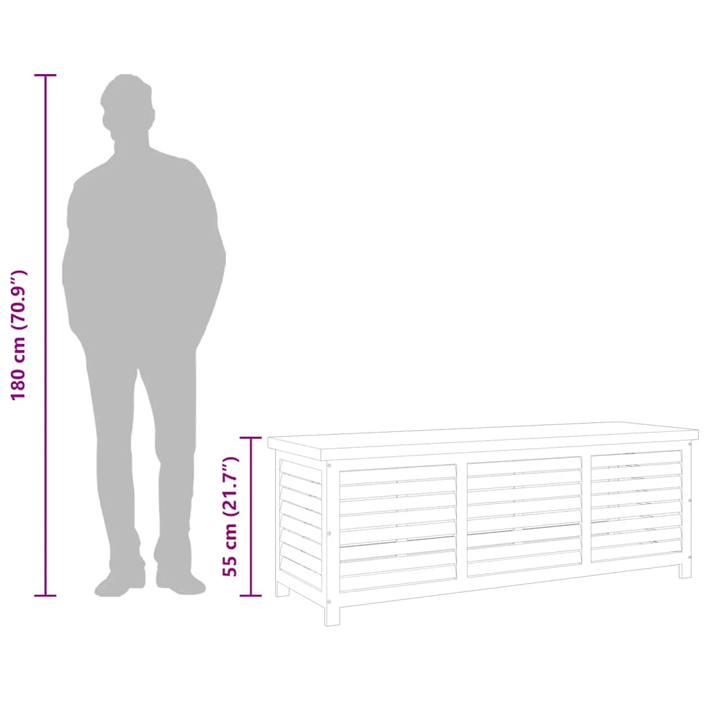 Dynbox 150x50x55 cm massivt eukalyptusträ
