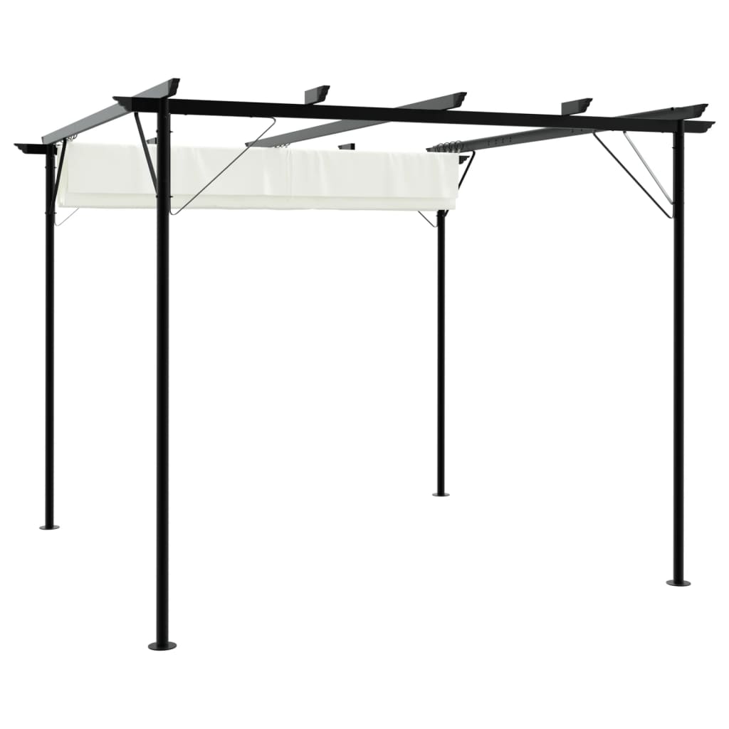 Pergola med indragbart tak gräddvit 3x3 m stål