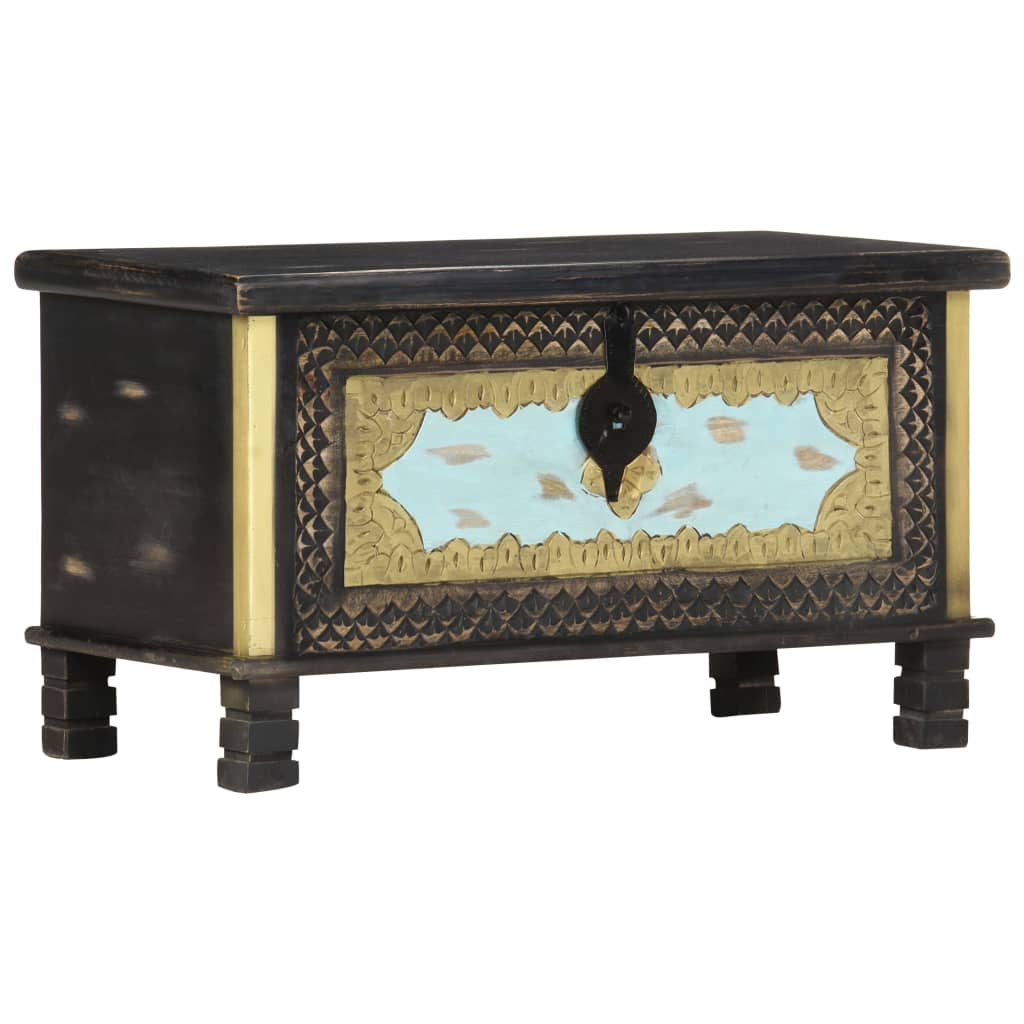 Förvaringskista svart 80x40x45 cm massivt mangoträ