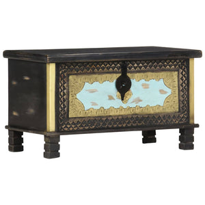 Förvaringskista svart 80x40x45 cm massivt mangoträ