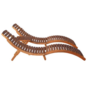 Solsängar med bord 3 delar massivt akaciaträ