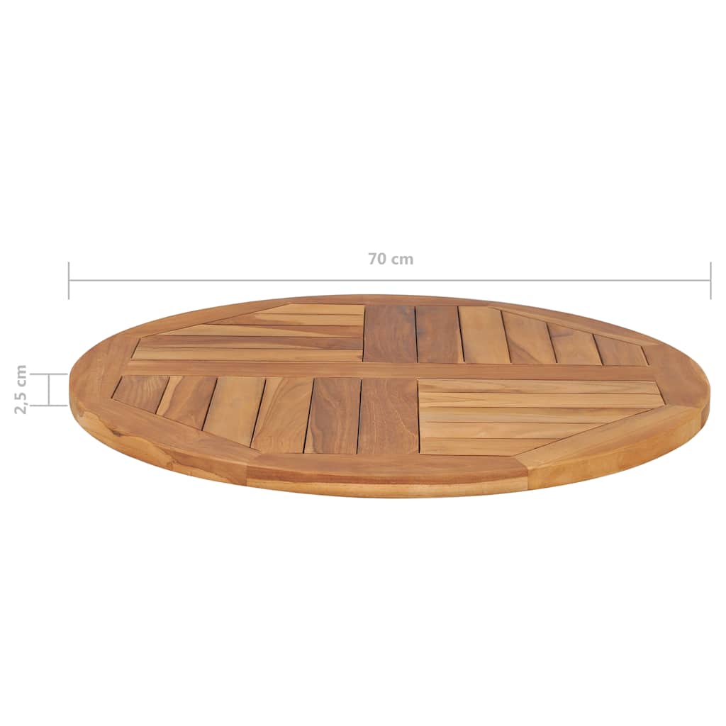 Bordsskiva i massiv teak rund 2,5 cm 70 cm