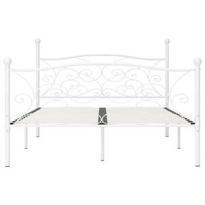 Sängram utan madrass med ribbotten vit metall 120x200 cm