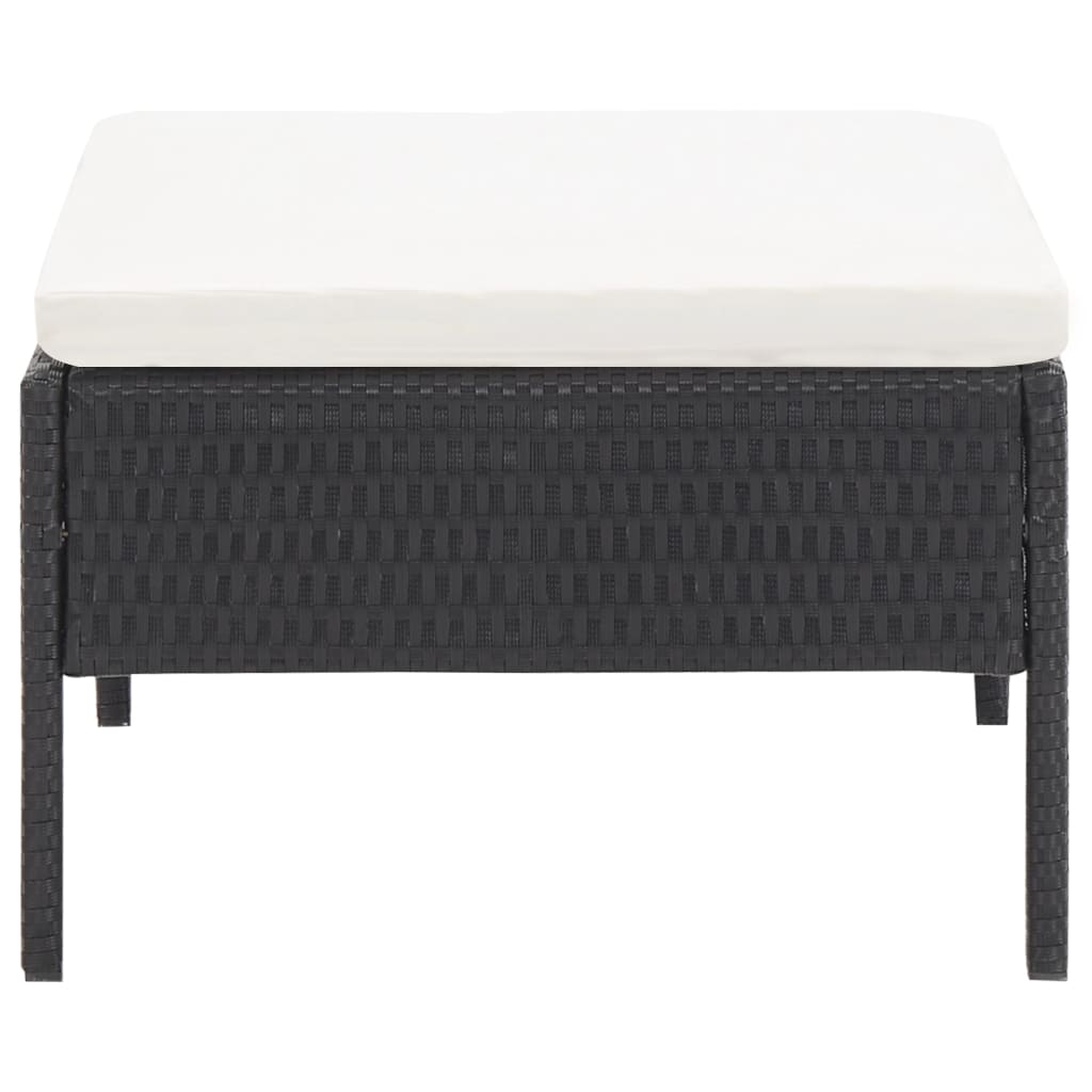 Loungegrupp för trädgården med dynor 3 delar konstrotting svart