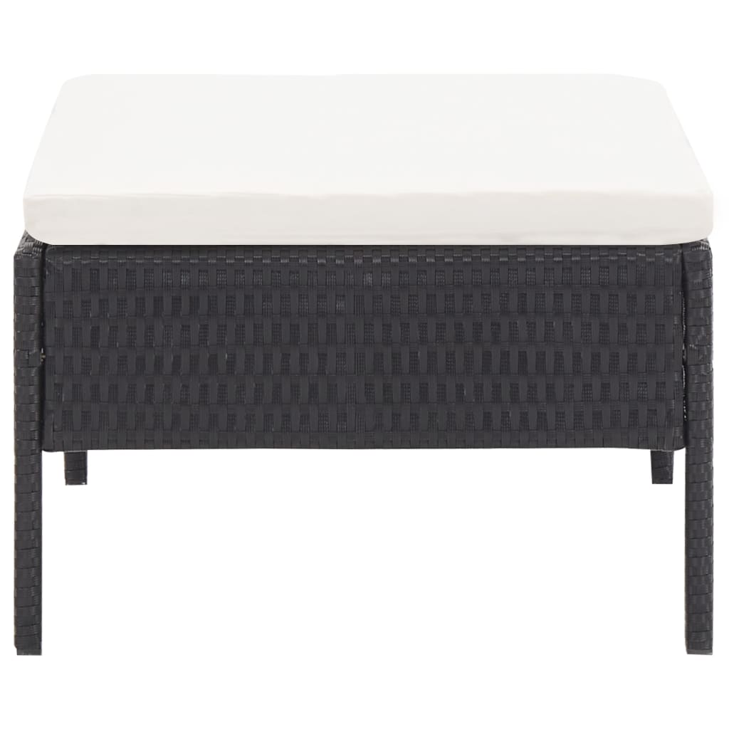 Loungegrupp för trädgården med dynor 3 delar konstrotting svart