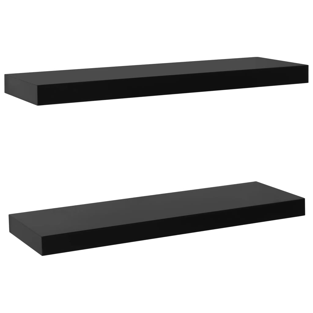 Svävande vägghyllor 2 st svart 60x20x3,8 cm