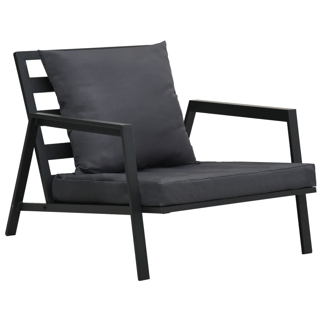 Loungegrupp för trädgården med dynor 5 delar aluminium mörkgrå