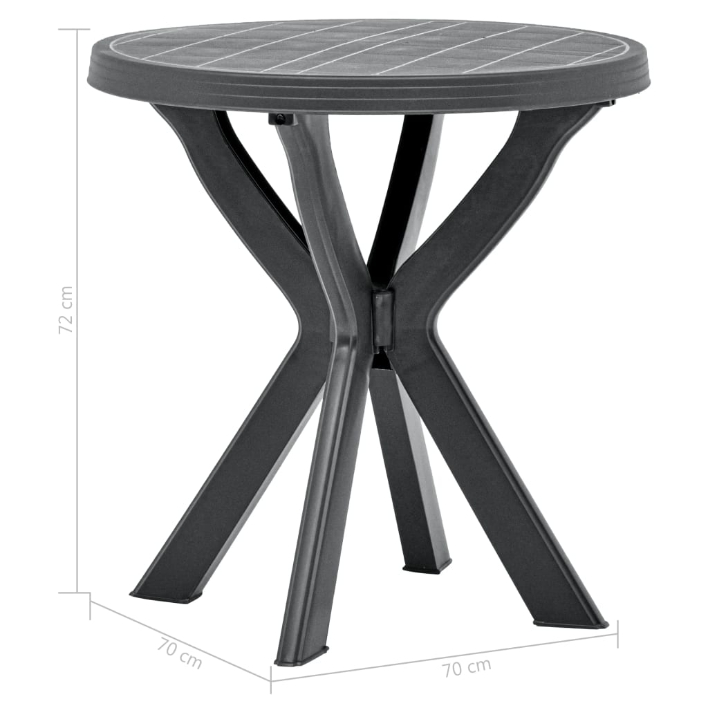 Cafébord antracit Ø70 cm plast