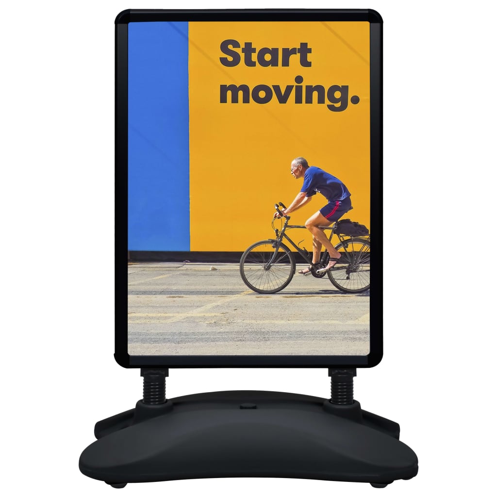 Skyltställ A1 vattenfylld bas svart aluminiumlegering