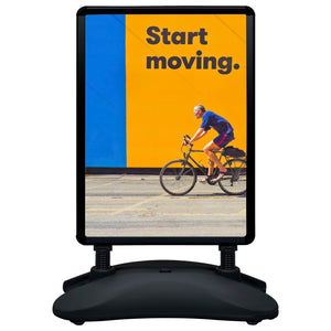 Skyltställ A1 vattenfylld bas svart aluminiumlegering