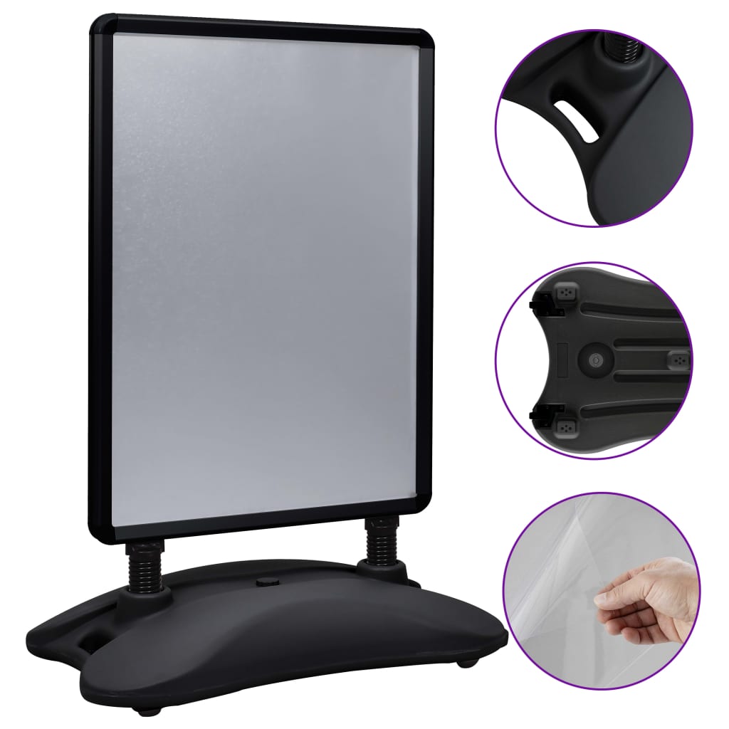 Skyltställ A1 vattenfylld bas svart aluminiumlegering