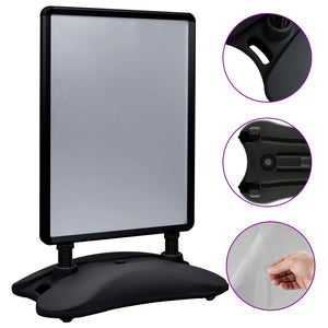 Skyltställ A1 vattenfylld bas svart aluminiumlegering