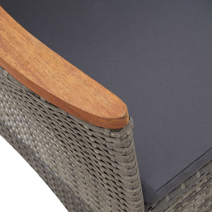 Matgrupp för trädgården med dynor 5 delar konstrotting grå