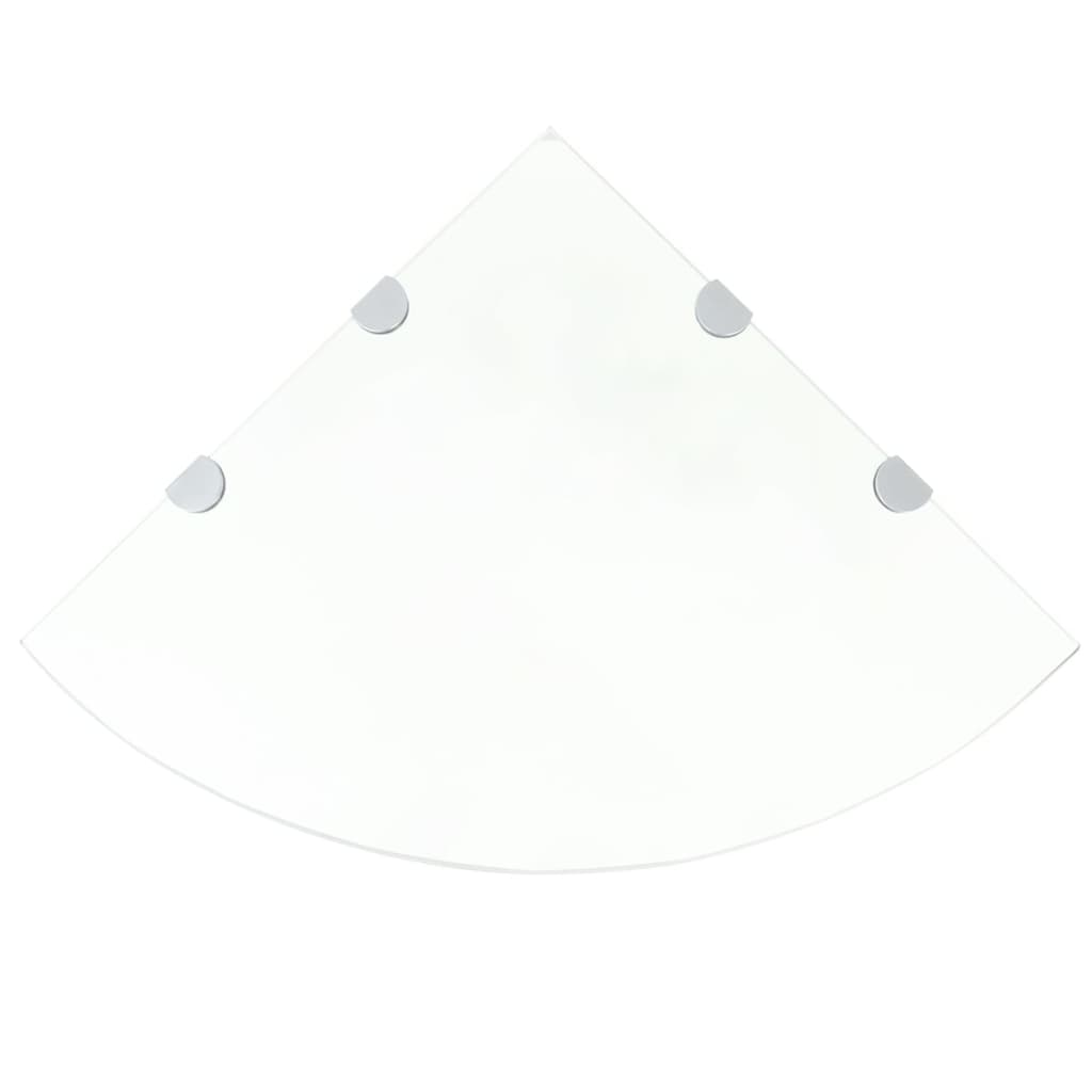 Hörnhyllor 2 st kromade hyllkonsoler glas genomskinlig 45x45 cm