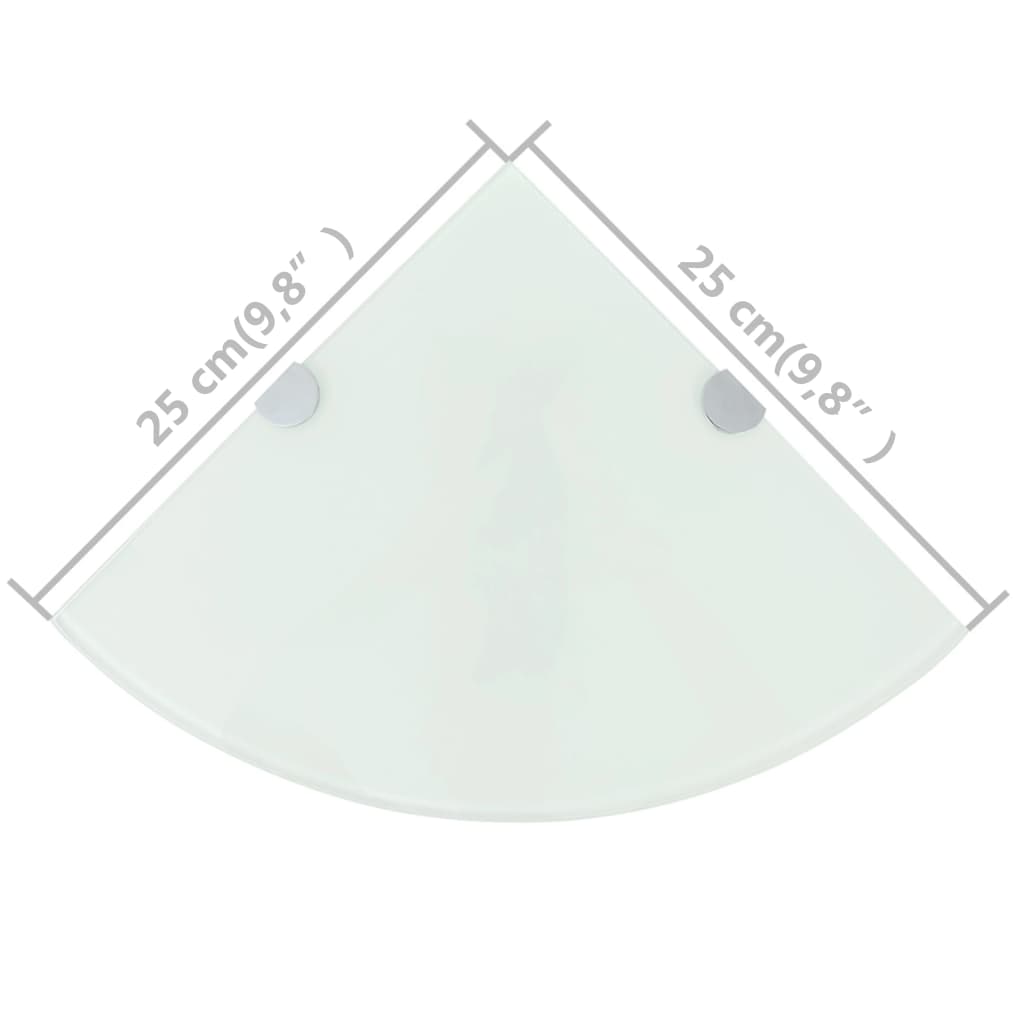 Hörnhyllor 2 st kromade hyllkonsoler glas vit 25x25 cm