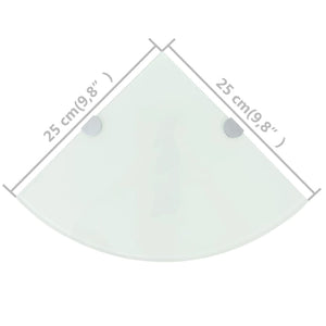 Hörnhyllor 2 st kromade hyllkonsoler glas vit 25x25 cm