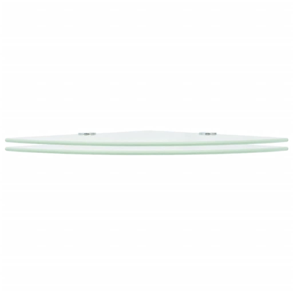 Hörnhyllor 2 st kromade hyllkonsoler glas vit 35x35 cm