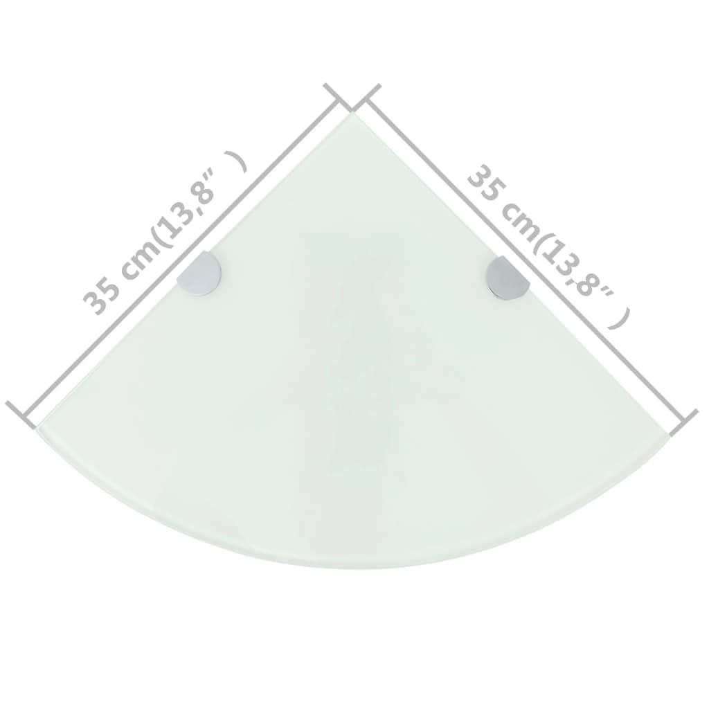 Hörnhyllor 2 st kromade hyllkonsoler glas vit 35x35 cm