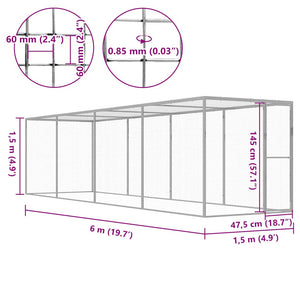 Kattbur 6x1,5x1,5 m galvaniserat stål