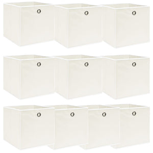 Förvaringslådor 10 st vit 32x32x32 cm tyg