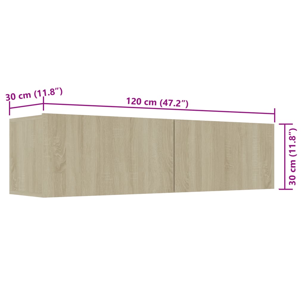 TV-bänk sonoma-ek 120x30x30 cm konstruerat trä