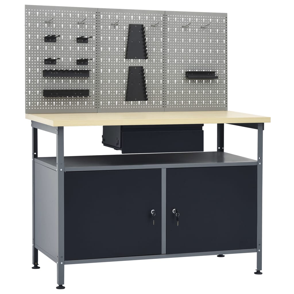 Arbetsbänk med 3 väggpaneler