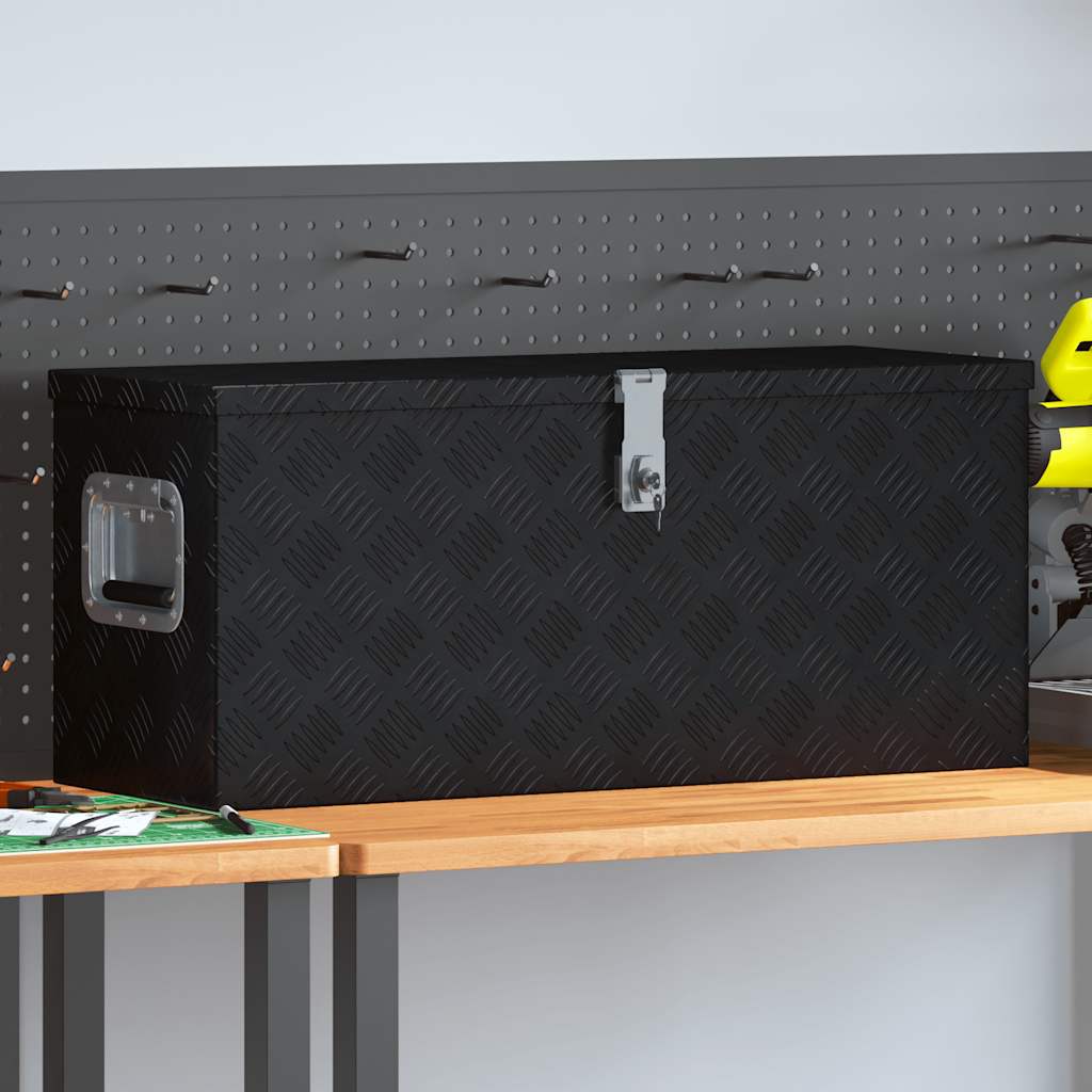 Förvaringslåda aluminium 80x30x35 cm svart