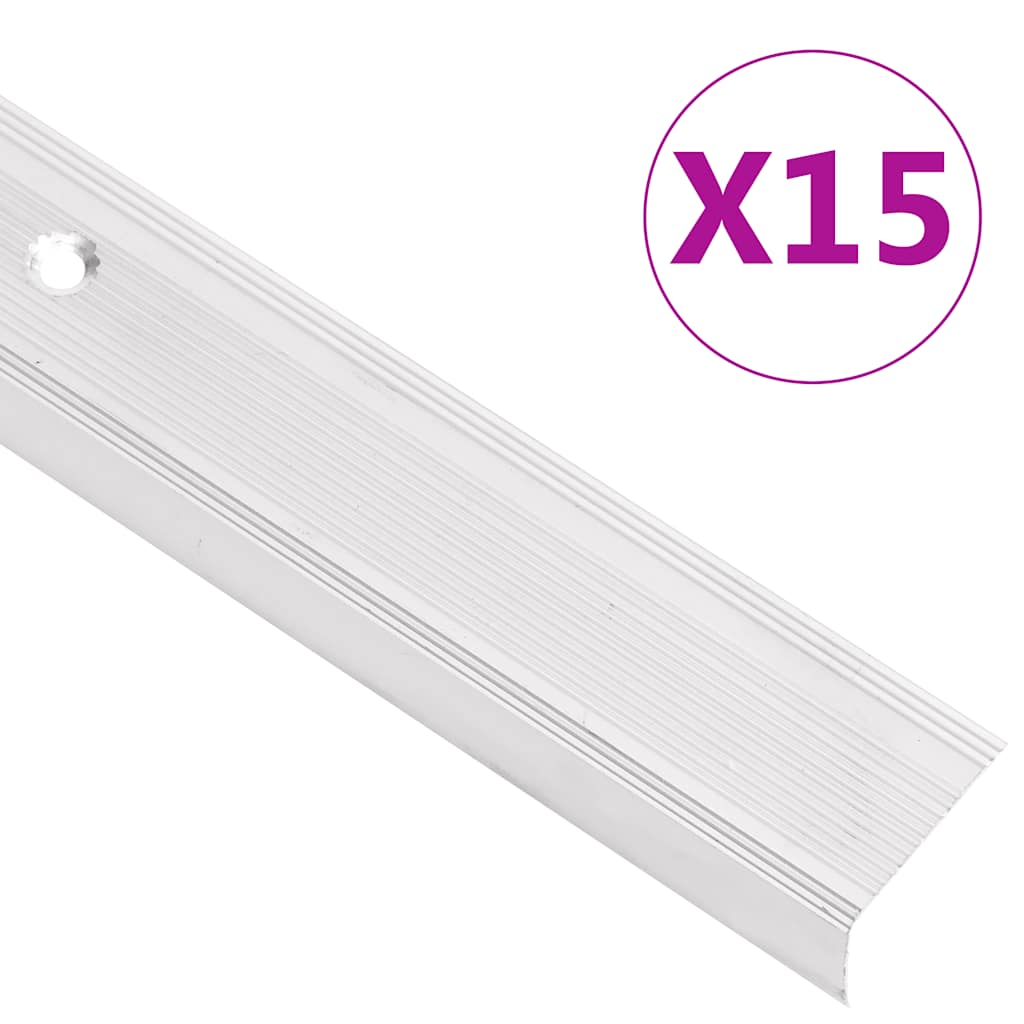 Trappnäsor i L-form 15 st aluminium 90 cm silver